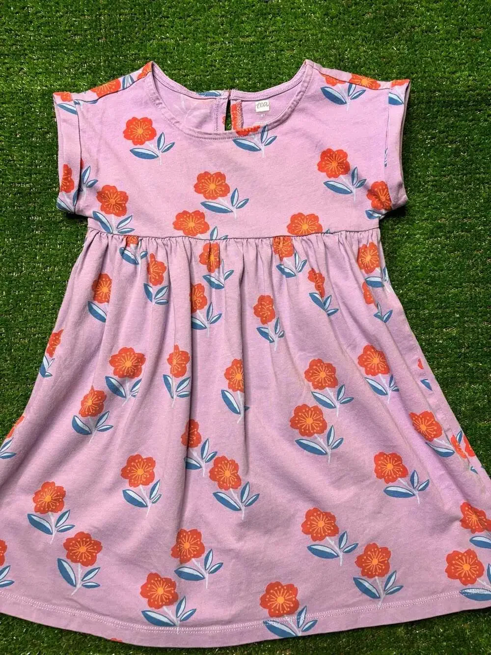 Tea Collection Purple Floral Red Flower Print Dress Size 4T